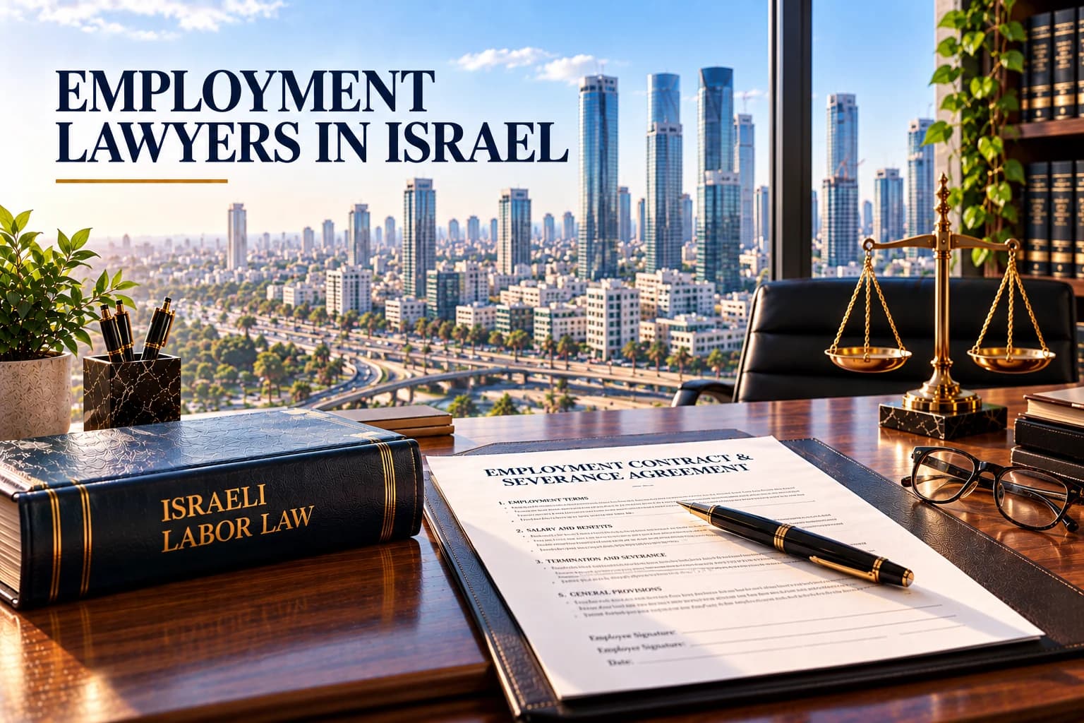 Employment and labor lawyers in Israel reviewing executive contracts