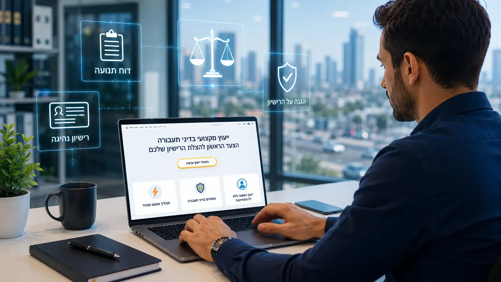 עורך דין תעבורה מעניק ייעוץ ראשוני לנהג בנושא דוח תנועה ופסילת רישיון.