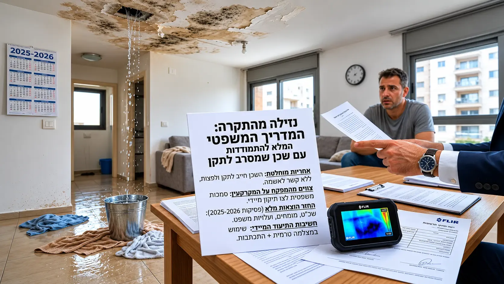 נזילה מהשכן שמסרב לתקן