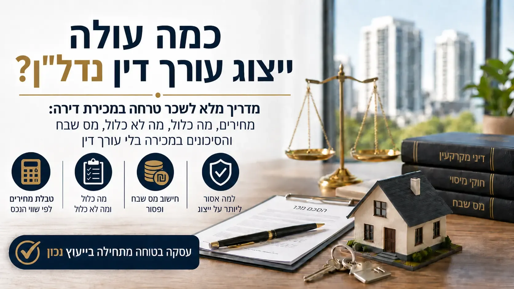 כמה עולה ייצוג עורך דין נדל״ן בעסקת מכירת דירה