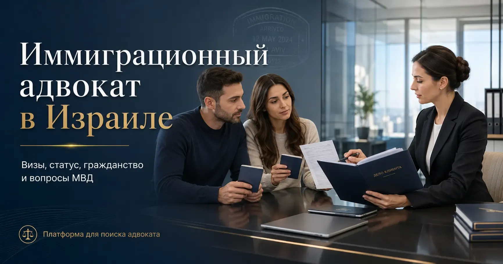 Иммиграционный адвокат в Израиле консультирует пару по вопросам визы, статуса и гражданства